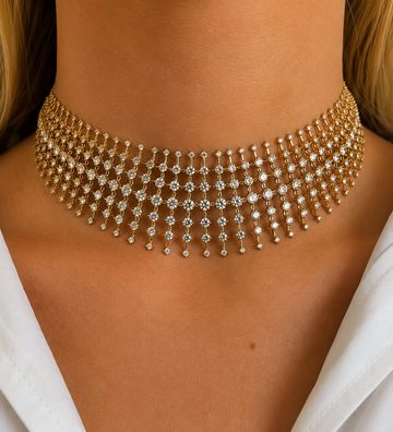 Celeste Fringe Choker on model